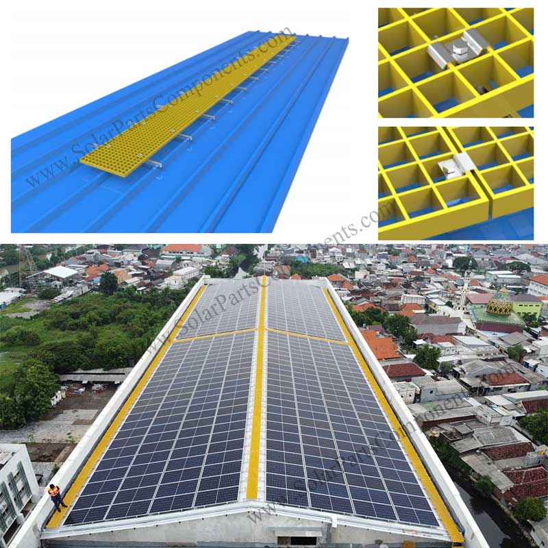 Fiberglass solar roof walkway